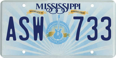 MS license plate ASW733