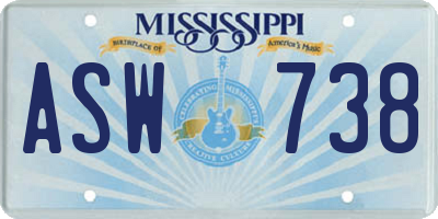 MS license plate ASW738