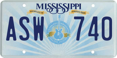 MS license plate ASW740