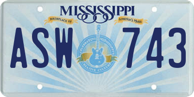 MS license plate ASW743