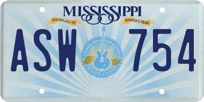 MS license plate ASW754