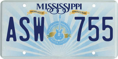 MS license plate ASW755