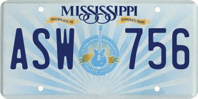MS license plate ASW756