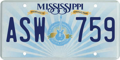 MS license plate ASW759