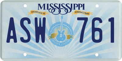 MS license plate ASW761