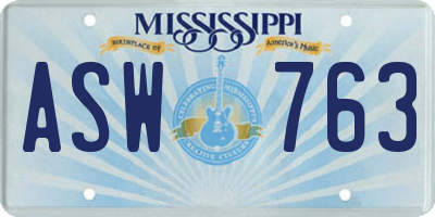 MS license plate ASW763