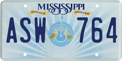 MS license plate ASW764