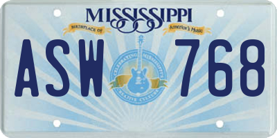 MS license plate ASW768
