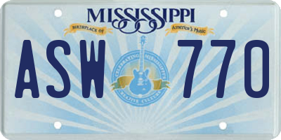 MS license plate ASW770