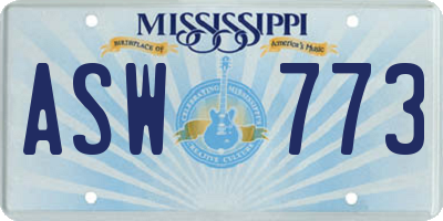 MS license plate ASW773