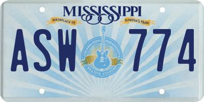 MS license plate ASW774