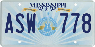 MS license plate ASW778