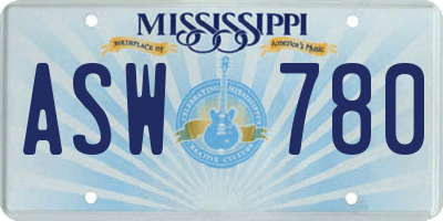 MS license plate ASW780