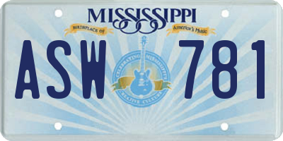 MS license plate ASW781