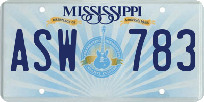 MS license plate ASW783