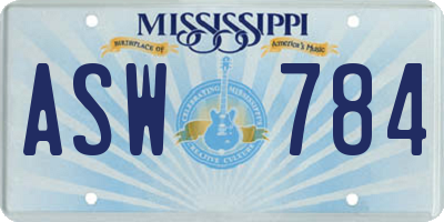MS license plate ASW784