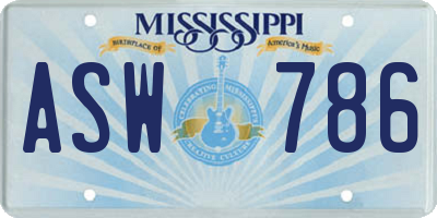 MS license plate ASW786