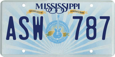MS license plate ASW787