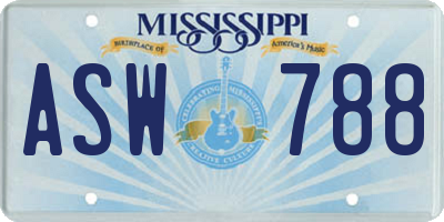 MS license plate ASW788