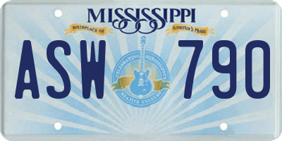 MS license plate ASW790