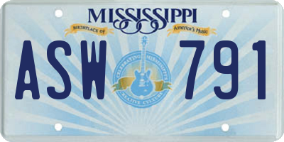 MS license plate ASW791