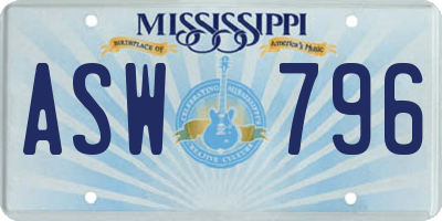 MS license plate ASW796