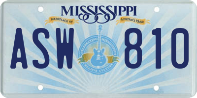 MS license plate ASW810
