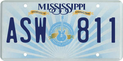 MS license plate ASW811
