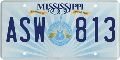 MS license plate ASW813
