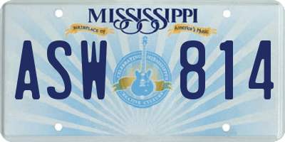 MS license plate ASW814