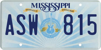MS license plate ASW815