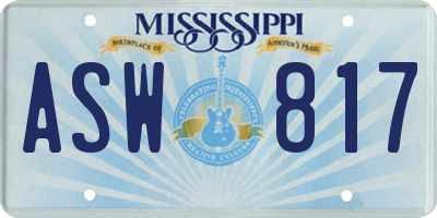 MS license plate ASW817