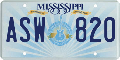MS license plate ASW820