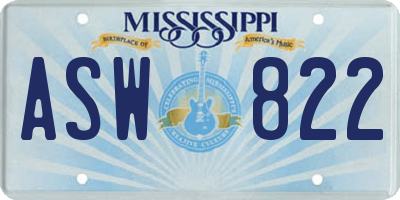 MS license plate ASW822