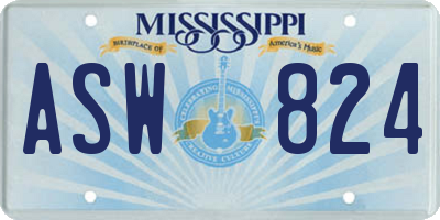 MS license plate ASW824