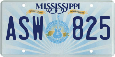 MS license plate ASW825