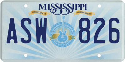 MS license plate ASW826