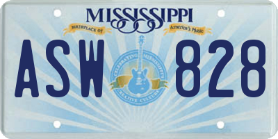 MS license plate ASW828
