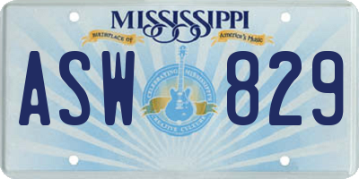 MS license plate ASW829