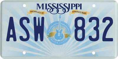 MS license plate ASW832