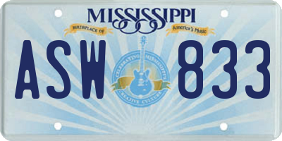 MS license plate ASW833