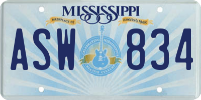 MS license plate ASW834