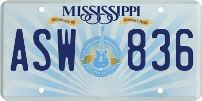 MS license plate ASW836