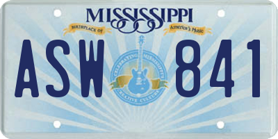 MS license plate ASW841
