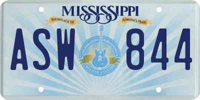 MS license plate ASW844