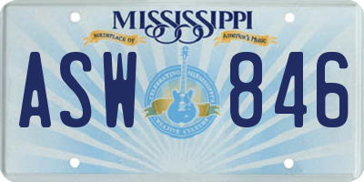 MS license plate ASW846