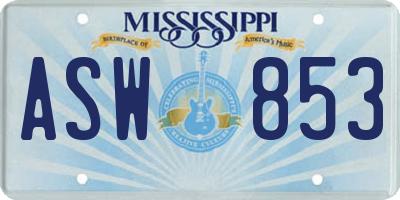 MS license plate ASW853