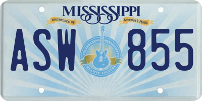 MS license plate ASW855