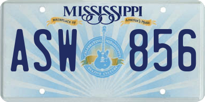 MS license plate ASW856
