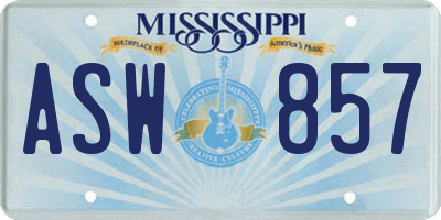 MS license plate ASW857